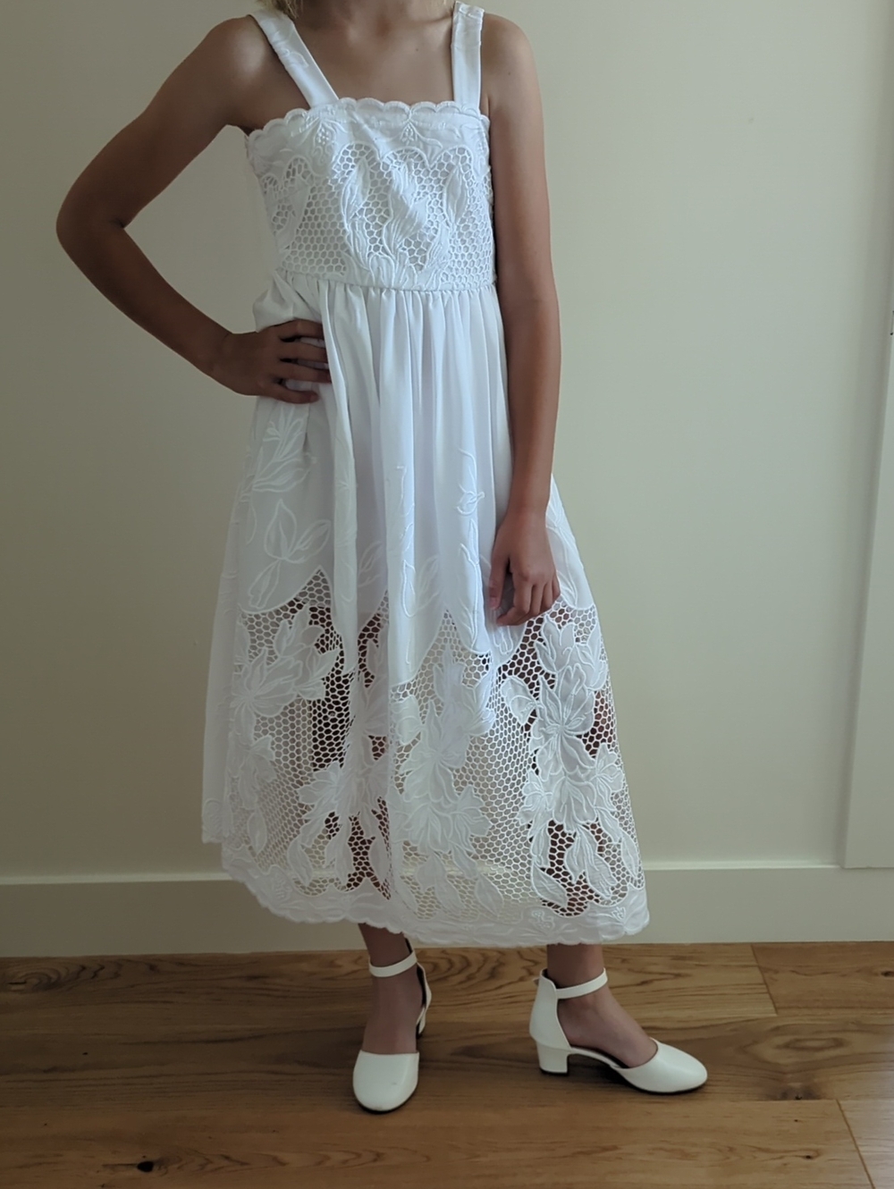 Rare Editions White Lace Kids Formal Dress